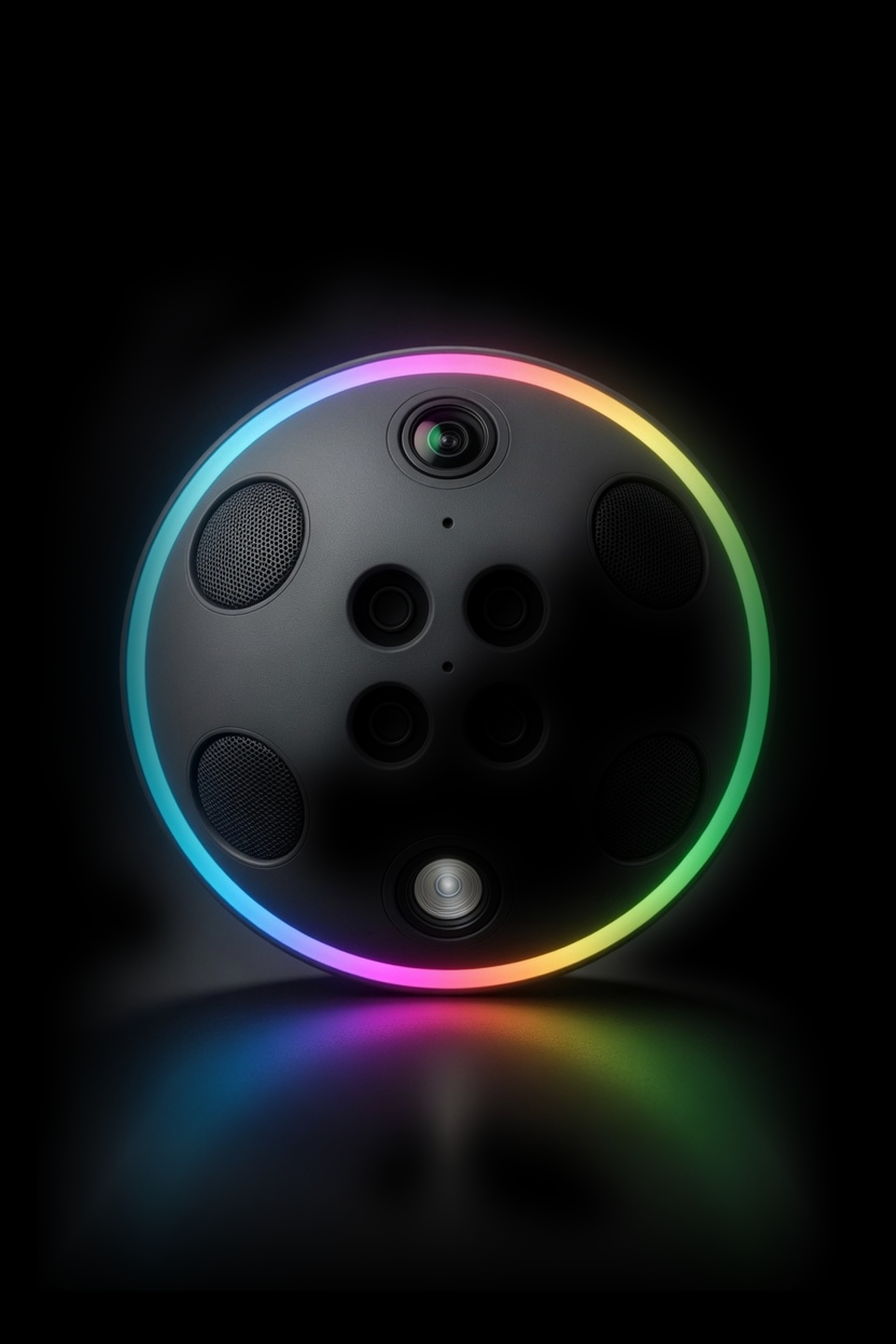 The Familiar, bottom and face view with labeled components.